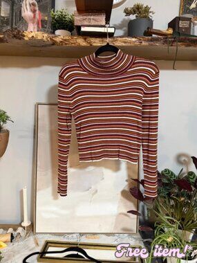 Striped Pink Republic Turtleneck Long-Sleeve Crop Top - Multi